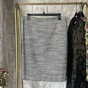 Ann Taylor Black and White Tweed Midi Modest Work Skirt - Size 4